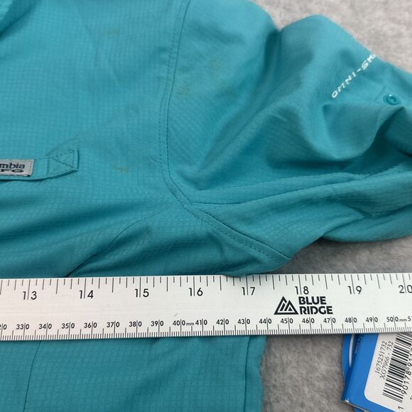 NEW Columbia PFG Shirt Youth Sz L (14/16) Omni Shade UPF 40 Fishing Outdoor Teal - Picture 7 of 8